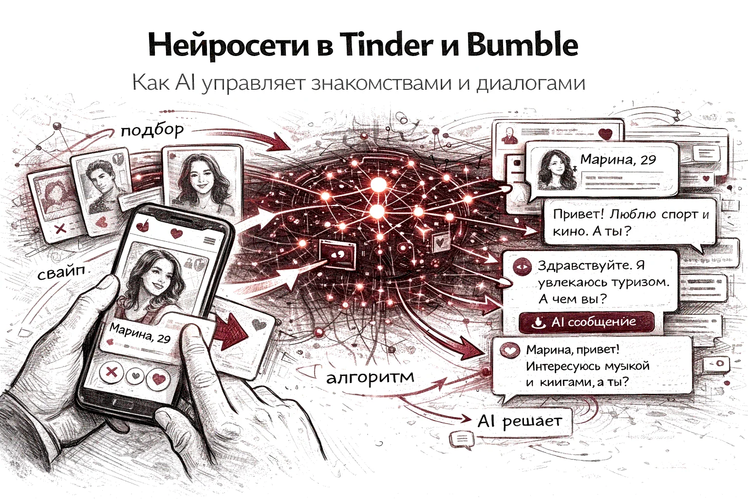 Как Tinder и Bumble заменяют свайпы нейросетями: уроки для бизнеса