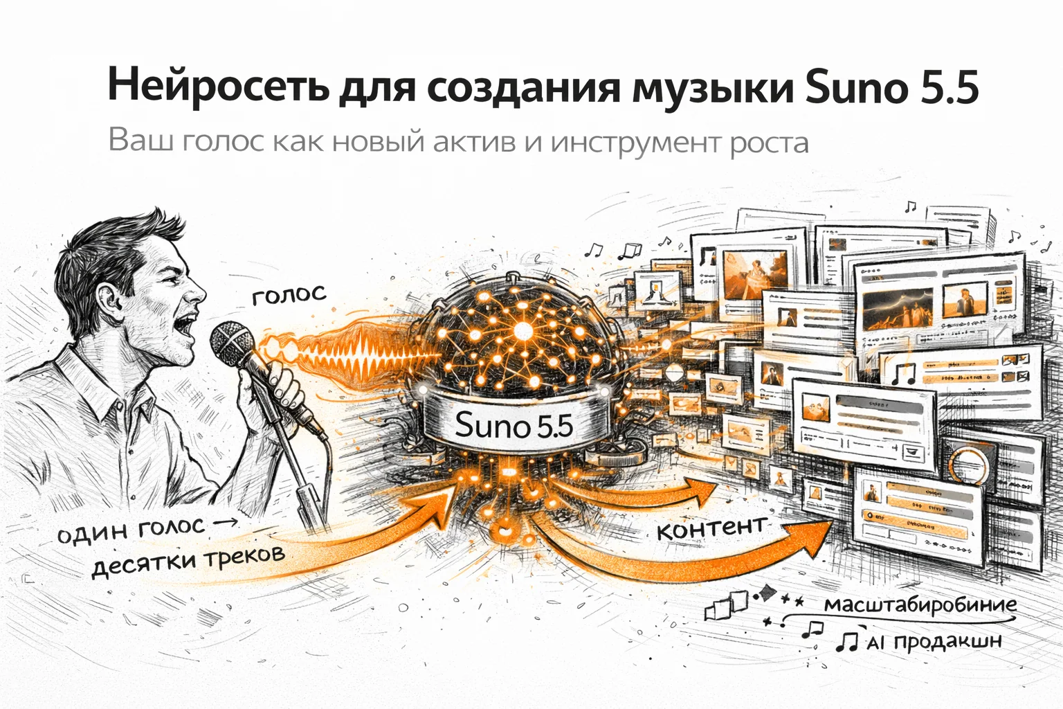 Нейросеть для создания музыки: как Suno 5.5 поёт вашим голосом и зачем это бизнесу