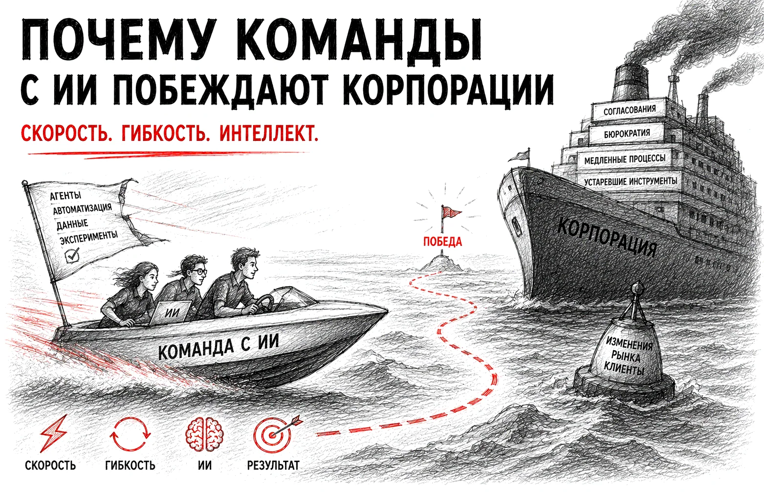 Почему команды с ИИ побеждают корпорации
