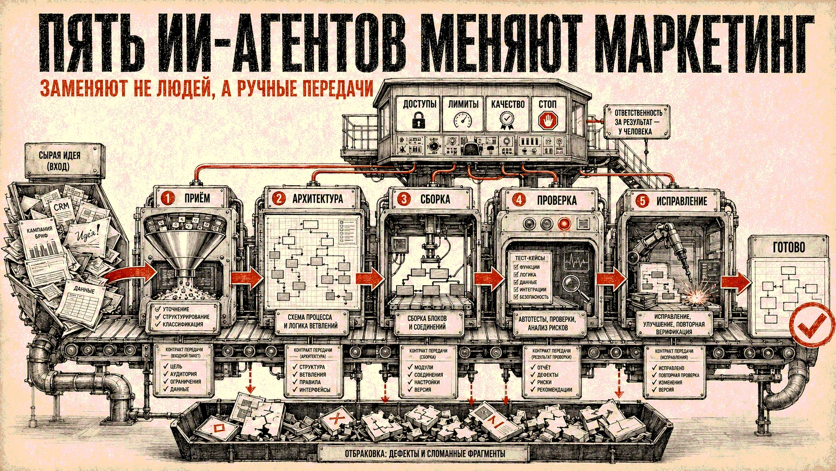 Как пять ИИ-агентов меняют отдел маркетинга