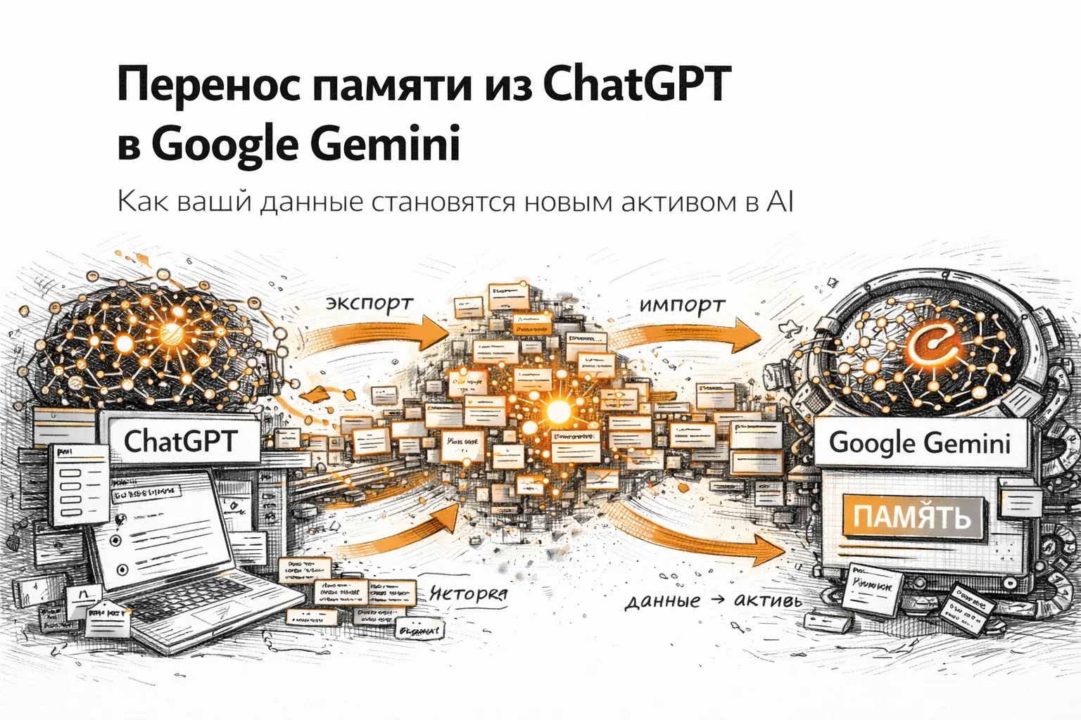 Перенос памяти из ChatGPT в Google Gemini: цифровые активы бизнеса